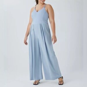 Halara Blue Jumper suit Wide Straight Legs Breathable Stretch Resort Cruise SZ M